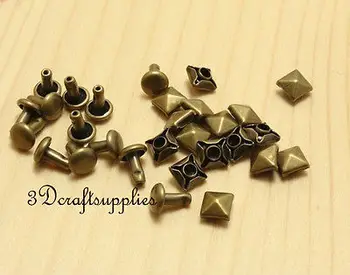 

rivets leather rivet bag clothing shoes Pyramid copper 70 set 6mm anti brass H29