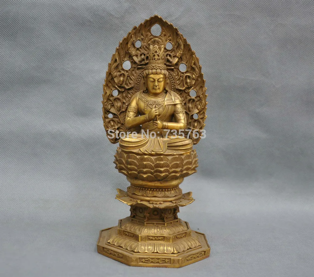 

xiuli 001158 10'' China India Shakyamuni Buddha Seat Lotus Bronze Statue