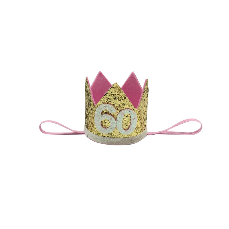 Chicinlife 1 шт. 30/40/50/60th день рождения взрослых вечерние шапка Корона повязка на голову в подарок ее реквизит для фотосессии украшения вечерние поставки - Цвет: gold 60