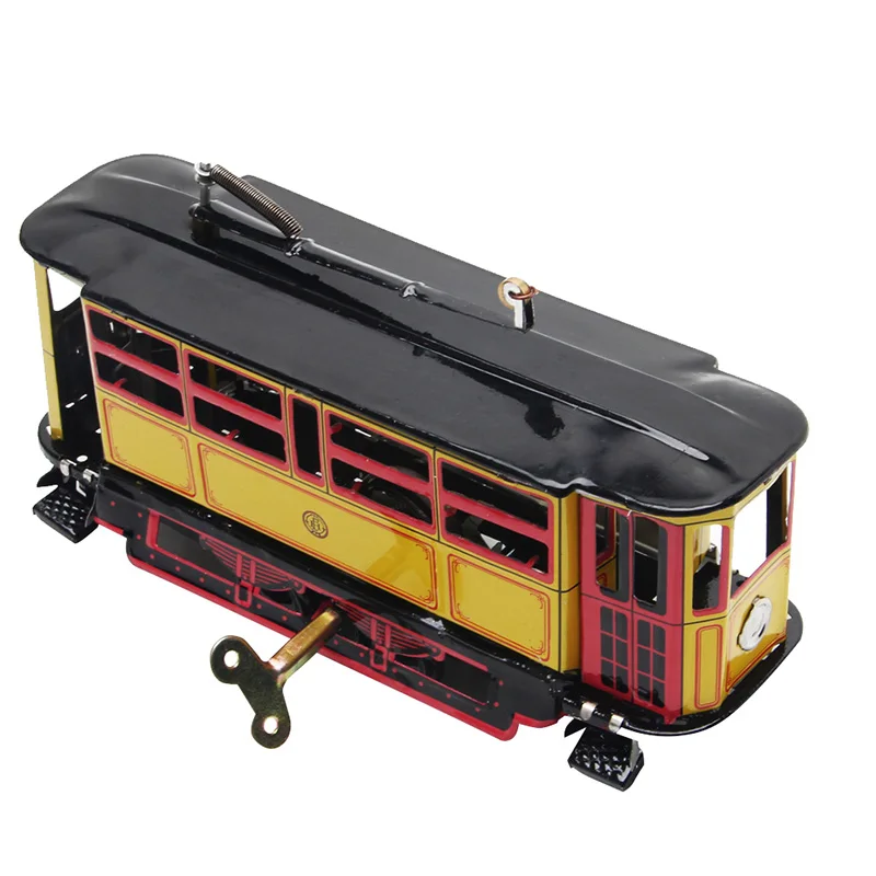 Retro Wind Up Tram Cable Bus Clockwork Streetcar Toy Vintage Collection Kid Gift Y51E