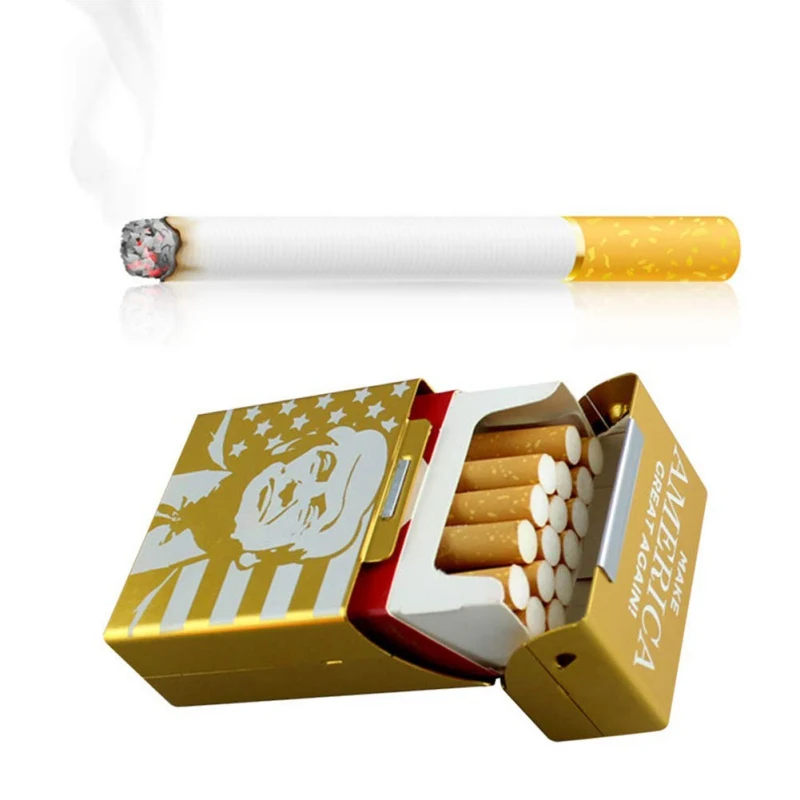 

1PC Trump Smoking Cigarettes Car Accessories Aluminum Cigarette Case Cigar Pocket Storage Car Auto Accessorie