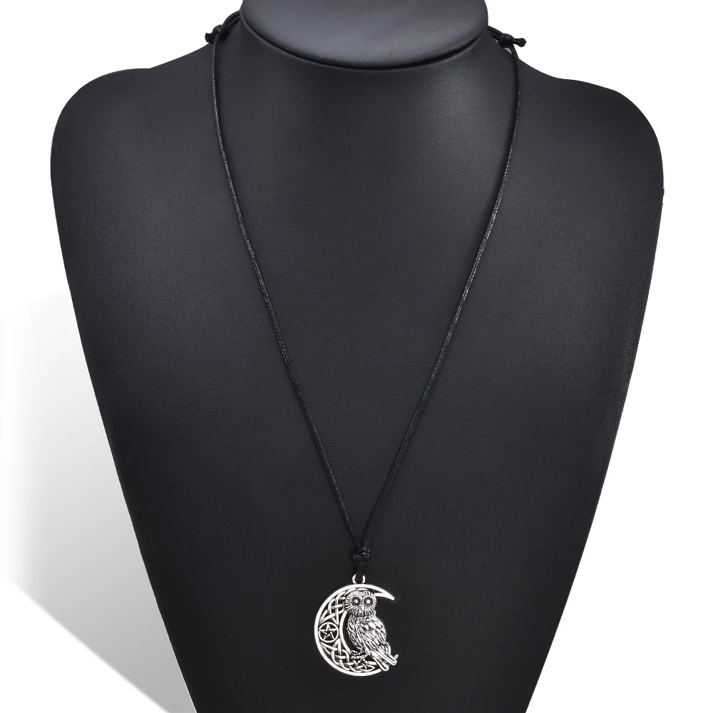 Модные женские мужские винтажные богини полумесяц Кулон Сова Веревка Цепи Подарочные ожерелья украшения