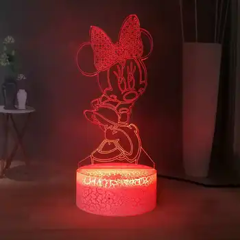 

Sweet Minnie Mouse wear Bow USB Remote LED Kids Sleep Night Light Novelty Girl Room Decor Gift Holiday Moon Light Free Shipping