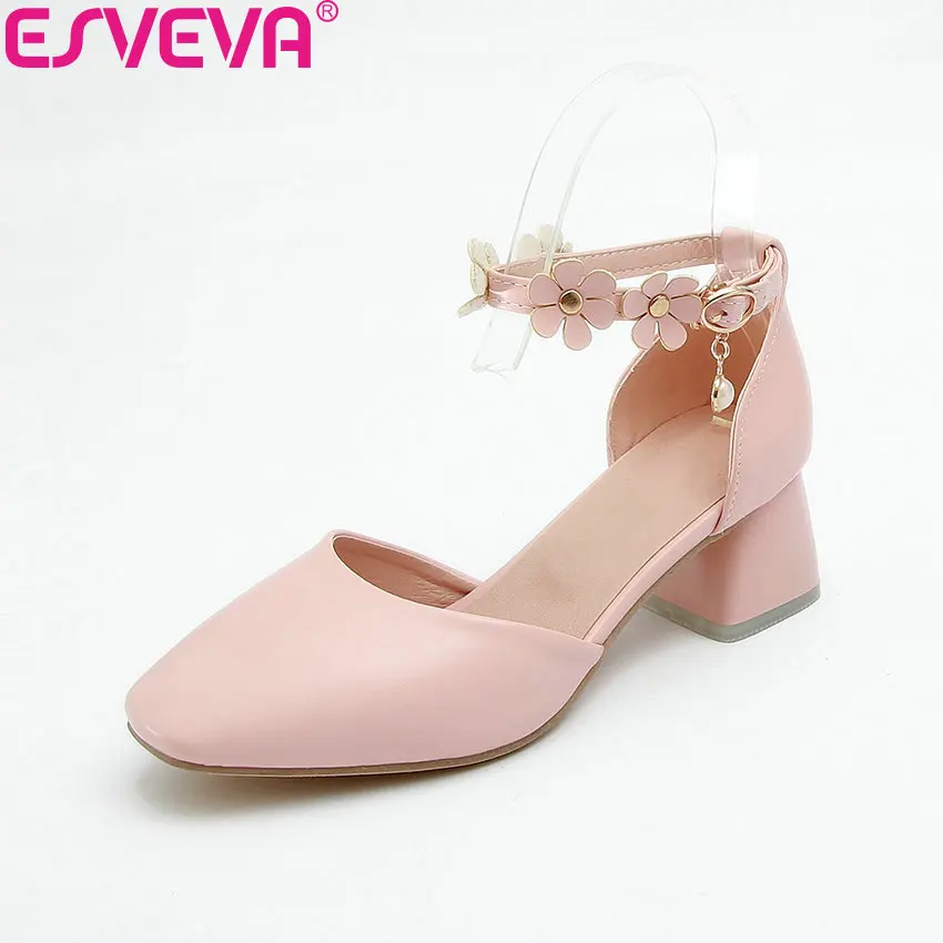 Style pezzi 43 Size Due Bottoni Sweet 34 Bianco Esveva Blu Shoes Donna quadrati Flower Rosa Spring 2017 Pu High Tops Décolleté 1TIZOx