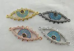 6ocs Micro Pave CZ Evil Eye Разъем Кулон 22-30 мм, Cubi циркониевый разъем для ожерелья коннектор CZ браслет турецкий Evil E