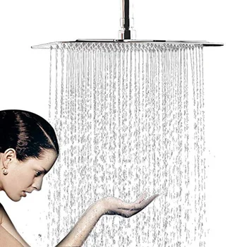 

Chrome 8'' Square Rainfall Bathroom Shower Head Set Brass 10 12 16'' Ceiling Mounted Bathtub Shower Head