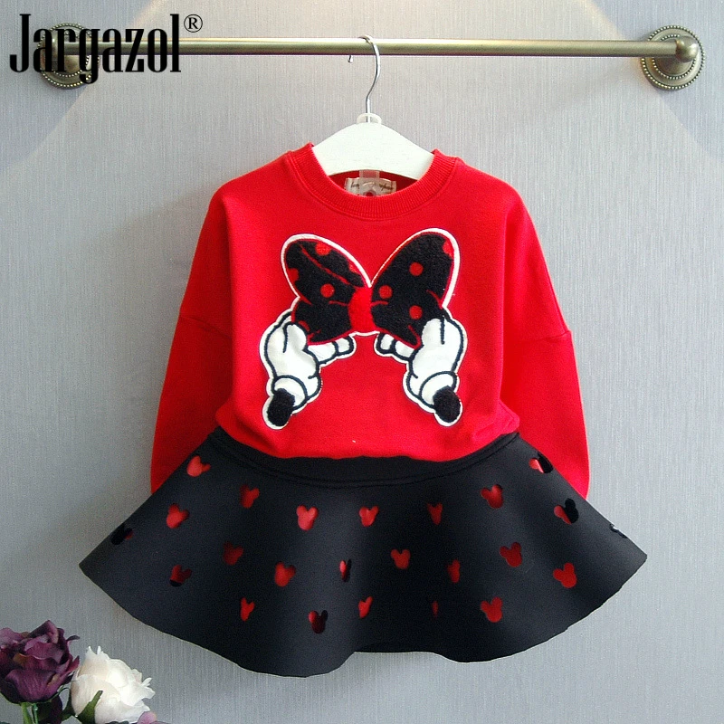 

Girls Clothes Set Cartoon Mickey Long Sleeve Sweatshirt with Skirt Autumn Spring Clothing Suit for Kids Girl Fashion Outfits