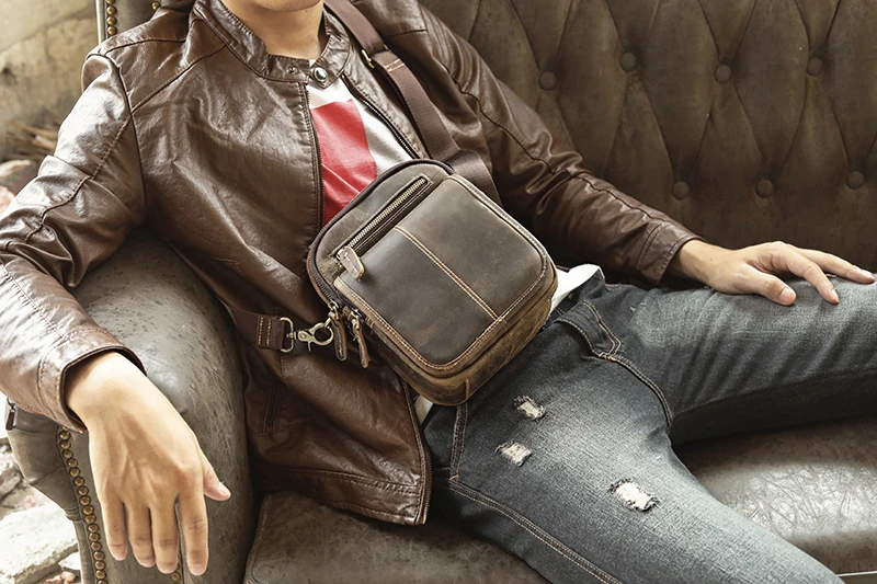 Mens Messenger Bag Quality Leather Male Multifunction Fashion Messenger bag Casual Design Crossbody One Shoulder bag Satchel Tote School Bag 8025-d