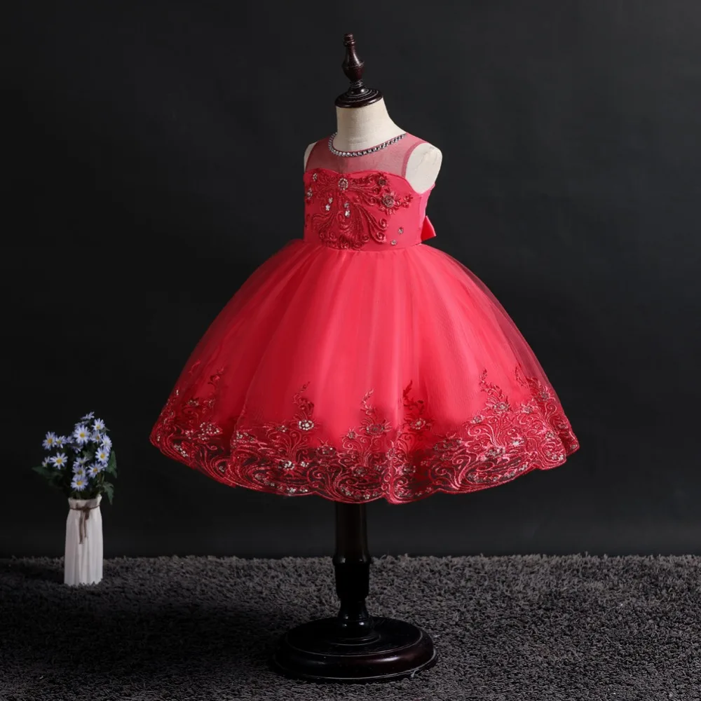 Cute Flower Baby Girl Dresses 2019 Tule Princess Dress Children Evening Clothing Sequins Kids Prom Gown For Girls Wedding Party (8)