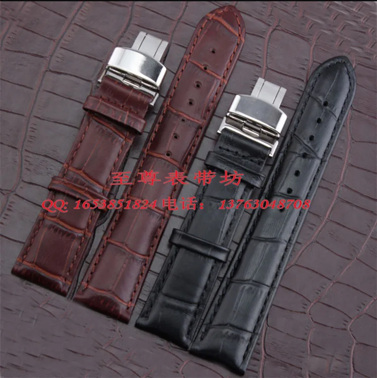 

Wholesale ! Straps for wrist watches 12 14 15 16 17 18 19 20 21 22 23 24 mm Watch Band Black Brown Leather Alligator Grain