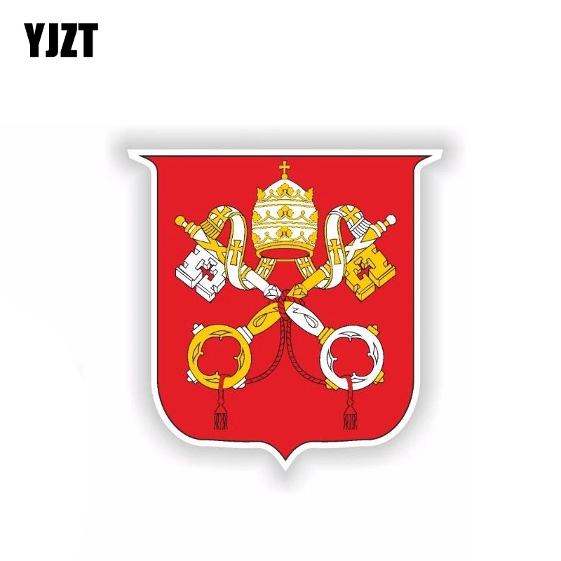 

YJZT 10.4CM*10.8CM Personality Vatican Coat Of Arms Car Sticker Motorcycle Helmet PVC Decal 6-2142