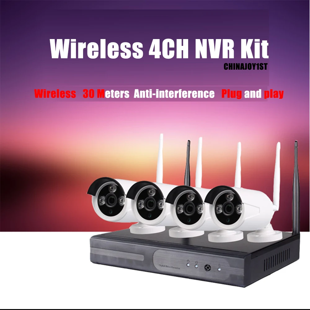 4 канальный беспроводной сетевой видеорегистратор P2P 720P HD наружная ИК камера