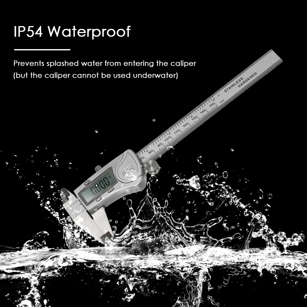 

6 Inch 0-150mm Digital Vernier Caliper IP54 Waterproof Calipers High Precision LCD Display Vernier Caliper Measuring Tool Ruler