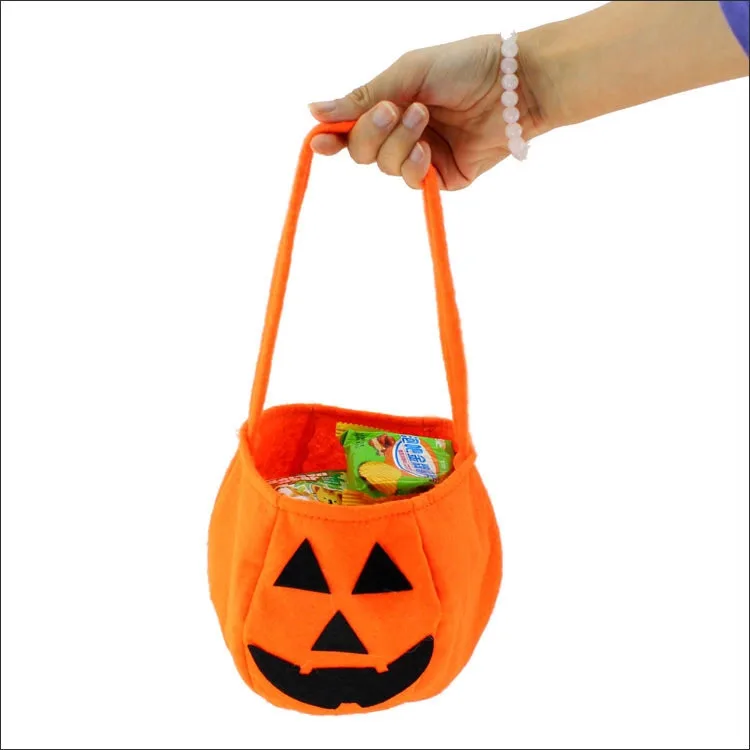 50 шт., синяя сумка в виде тыквы с улыбкой на Хэллоуин, Детская сумка для конфет, Детская сумка для рук, вечерние принадлежности