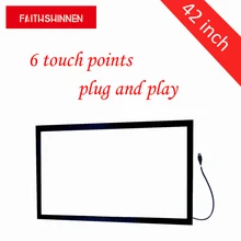 Free Shipping! 42 inch ir touch screen frame panel kit 6 touch points overlay tv frame touch without glass