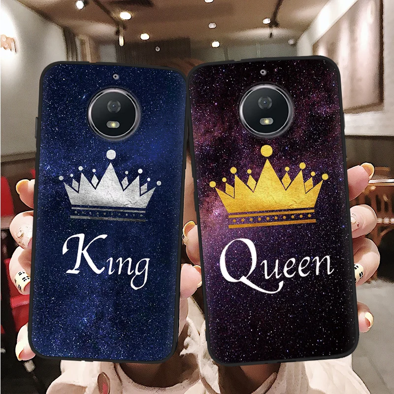 

Soft Silicone Case For Motorola Moto E4 Plus Europe Version King Queen TPU Back Cover For Moto G5 G5S Plus E5 G6 Play Fundas