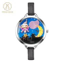 Miss Keke Мода 2019 г. глина милый 3d Moon часы браслет для детей девушка часы Женева кожа кварцевые наручные часы 854