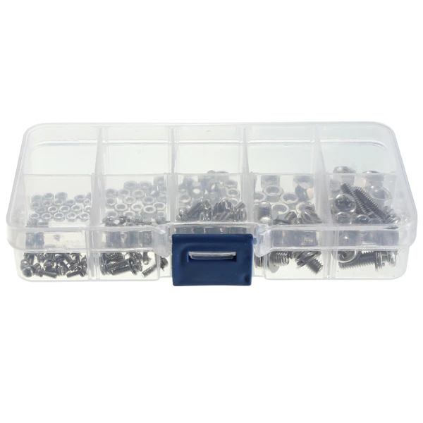 160pcs M2 M2.5 M3 M4 M5 Steel Screws SEM Phillips Pan Head Nuts Assortment Ki