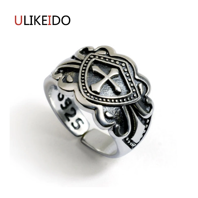 

100% Pure 925 Sterling Silver Jewelry Cross Rings Opening Wide Version Men Signet Ring For Women Special Fine Gift 1051