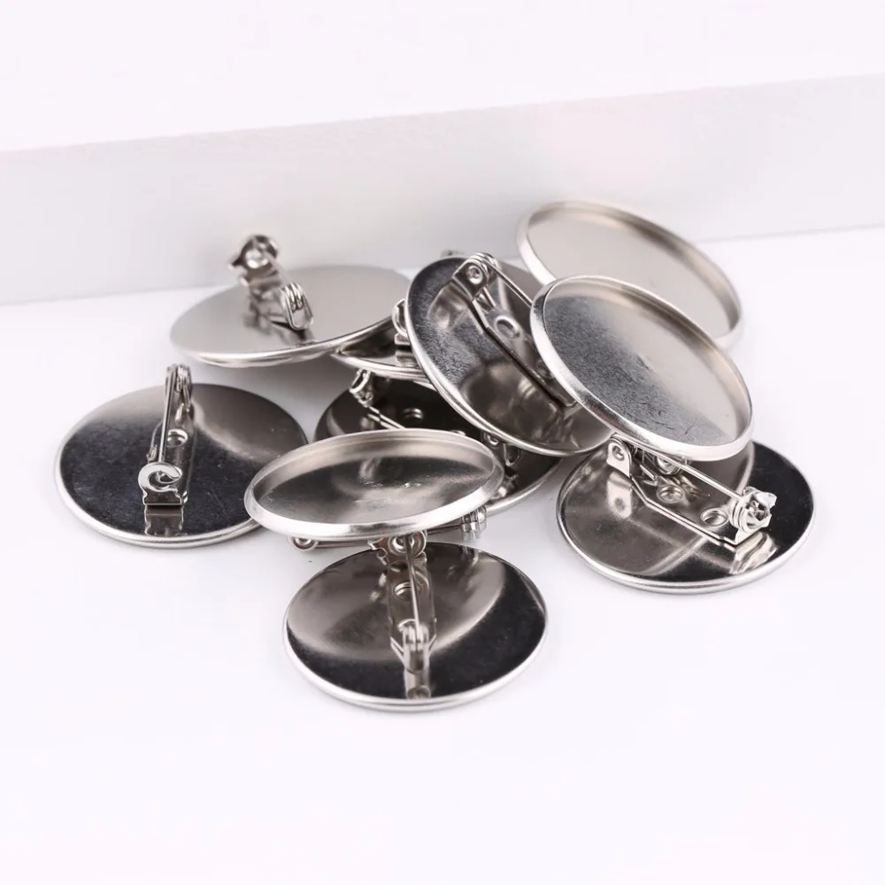 10 шт. пустые подносы для камеи из нержавеющей стали 20 мм 25 мм|blanks for jewelry|25mm cabochonbrooch