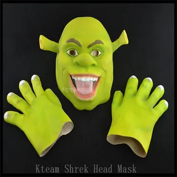

High Quality 100% Latex Party Movie Mask Shrek Head Mask with Gloves Halloween Cosplay Masquerade Party Face Head Mask