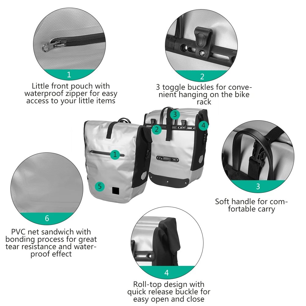 Clearance Lixada 20L Roller Bike Pannier Cycling Bicycle Rear Pack Bag Waterproof MTB Bike Seat Trunk Bag Big Capacity 5