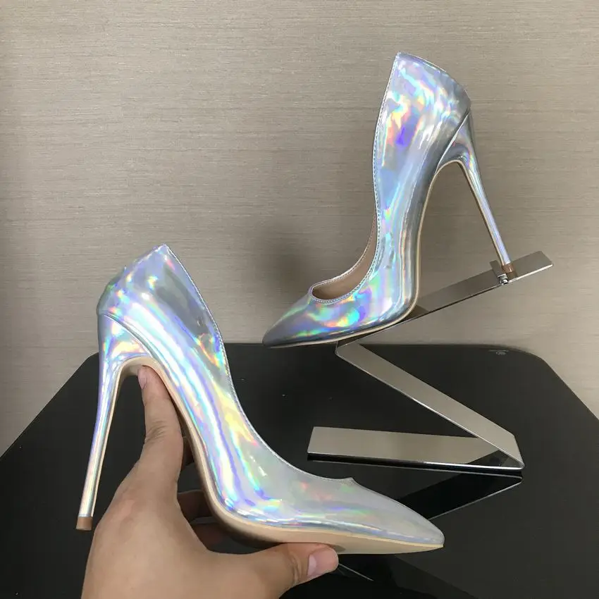 New Brand Women party wedding Pumps Elegant Pointed Toe Thin High Heels Pumps Fashion Sliver Shoes Woman 12cm/10cm/8cm