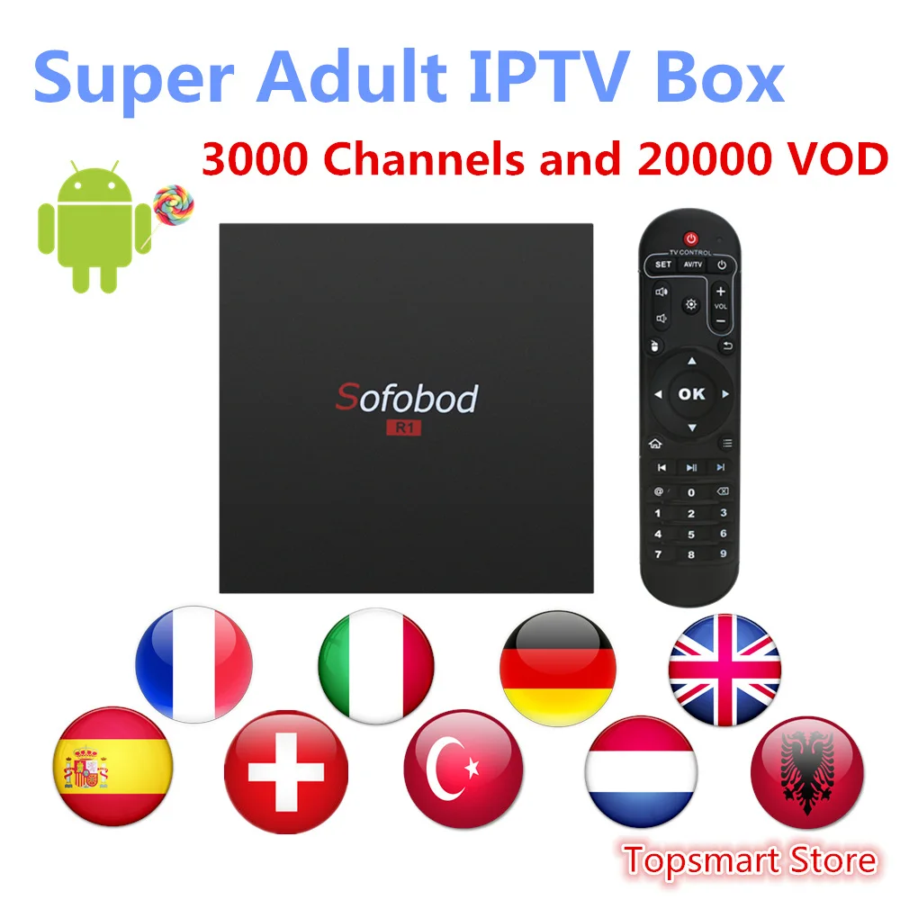 Sofobod супер Италия ip tv box android 7,1 tv box 5000+ Live арабский итальянский Германия Великобритания Франция iptv 50000+ VOD взрослый xxx smart tv box