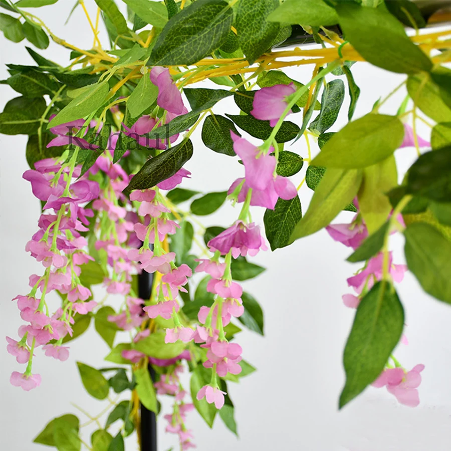 200cm Long Artificial Silk Wisteria Flower Vine for Wedding Arch Decoration Fake Flower Ivy Home Rattan DIY Wall Backdrop Decor 200cm Long Artificial Silk Wisteria Flower Vine for Wedding Arch Decoration Fake Flower Ivy Home Rattan DIY Wall Backdrop Decor