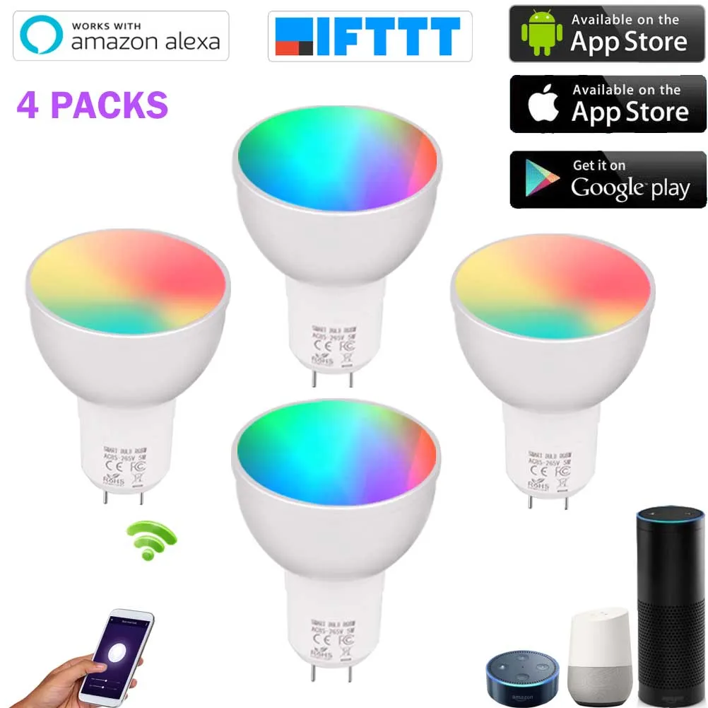 Smart GU5.3 Wifi лампа RGBW изменение цвета умный свет 5 Вт прожектор равен 50 работает с Alexa
