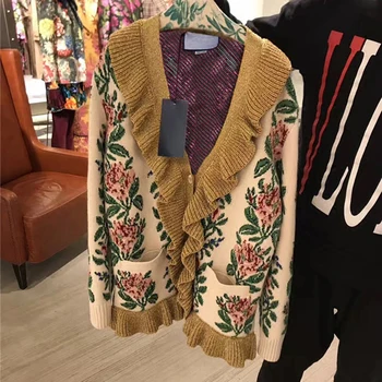 

Ky&Q 2018 Winter Women Long Cardigan Warn Long Sleeve Floral Printed Knitting Sweater Women Jumper Knit Sweater Coat Oversize