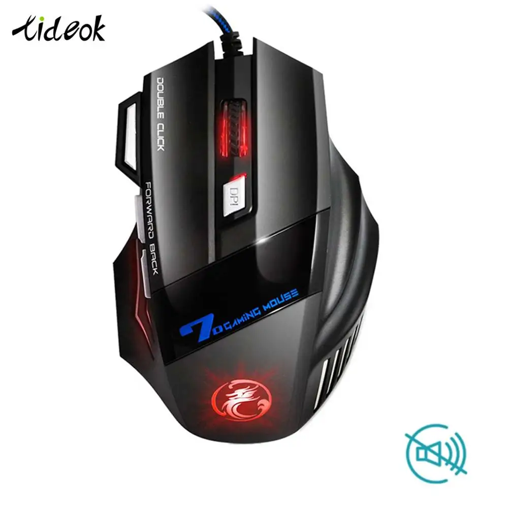 

Professional Wired Mute Gaming Mouse 7 Key LED Optical USB Computer Silent For PC Laptop Mouse Adjustable DPI Game Player