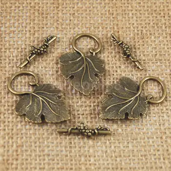 

10 Set Vintage Bronze Leaf Toggle Clasps Connector Charm Jewelry Finding DIY