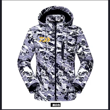 

2018 Soft Daiwa Jacket Men Winter Waterproof Camouflage Fishing Camping Hiking Coat Hooded Zipper Mens Outdoor Fishing Jersey