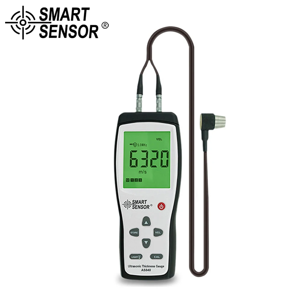 

SMART SENSOR Digital Ultrasonic Thickness Gauge Depth Tester 1.2-225mm with Sound Velocity Meter Measuring Auto Calibration