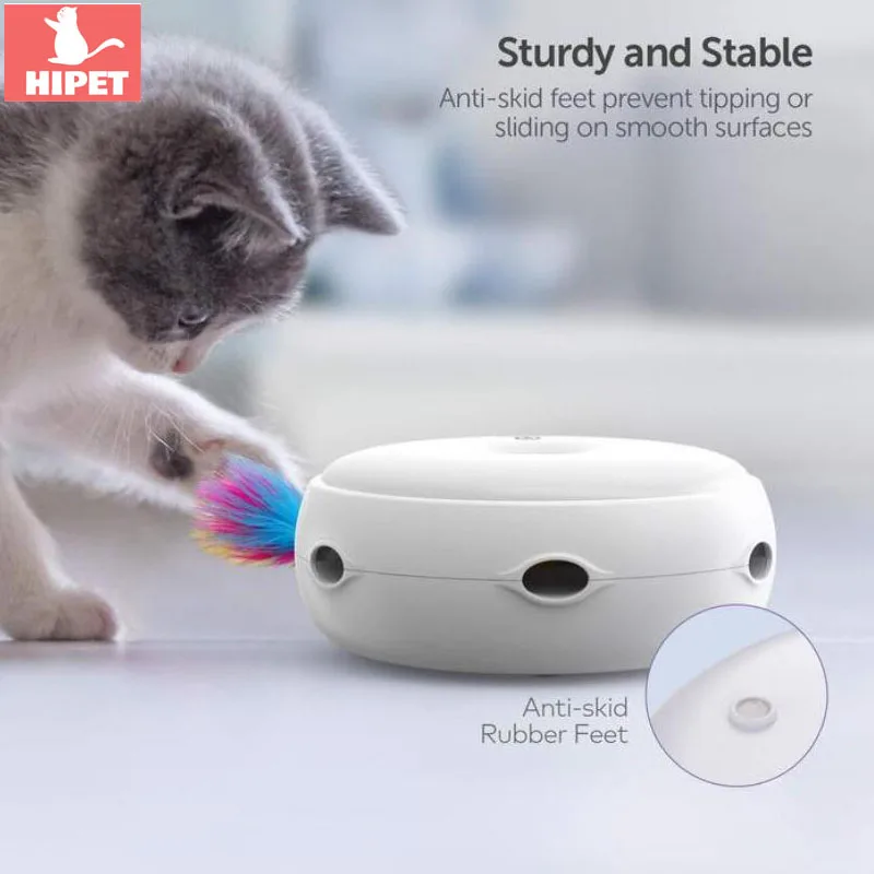 

HIPET Electric Cat Toy Feather Smart Teasing Stick Crazy Game Disc Cat Catching Mouse Donut Automatic Turntable Pet Squeak Toys