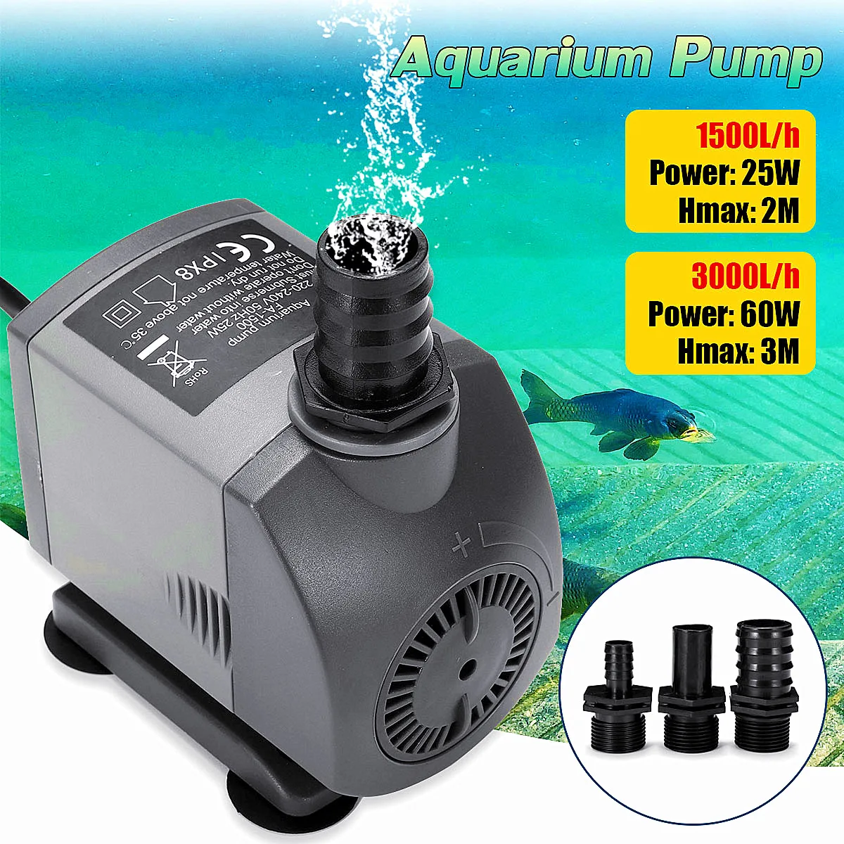 

25W/50W Aquarium Garden Pond Submersible Pump Fish Tank Submarine Water Pump Internal Fountain Pump 220V