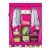 Портативный шкаф Органайзер для хранения одежды шкаф для обуви с полками-50,4" - Цвет: Красный