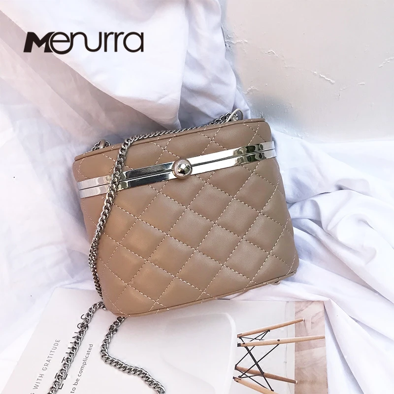 Black Quilted Bag With Chain Strap