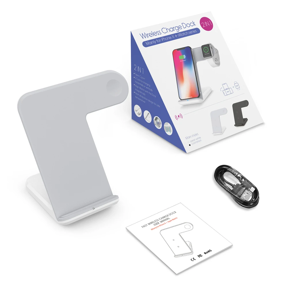

Fast Wireless Charger For iPhone X For iPhone 8 For iPhone 8 Plus 2 in 1 Apple Charging Stand for Apple Watch Series 2/3 Charger