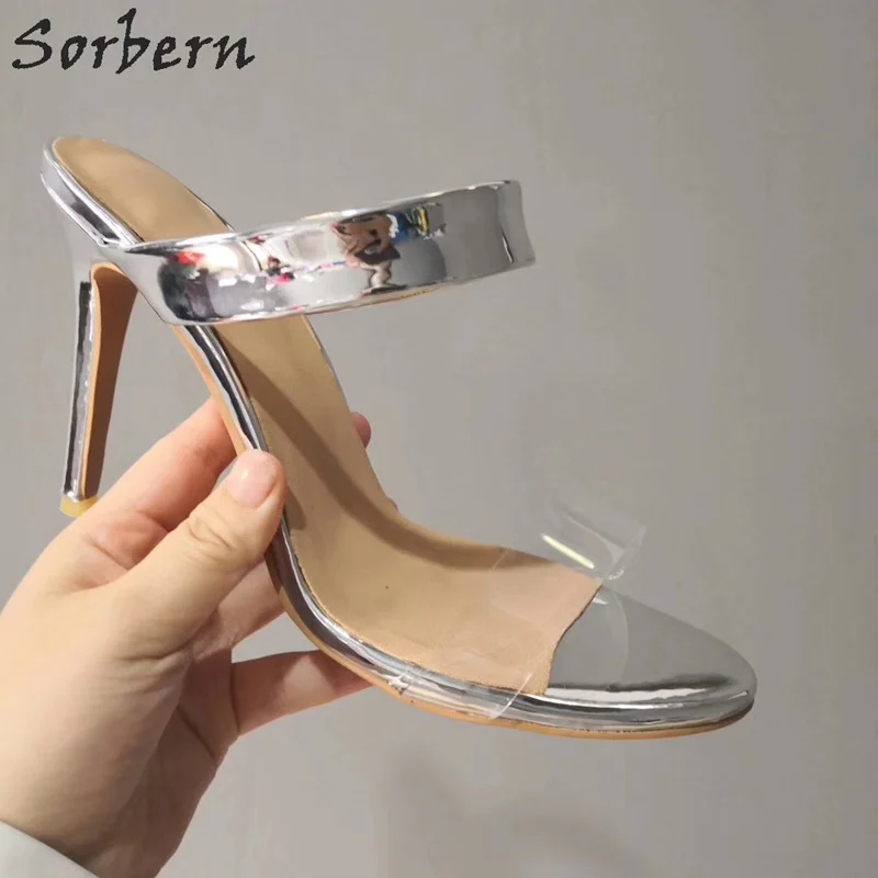 Sorbern/Серебристые шлёпанцы для женщин 2019 г. zapatos mujer летние женские шлёпанцы Большие размеры шлепанцы женская обувь роскошные шлёпанцы обувь