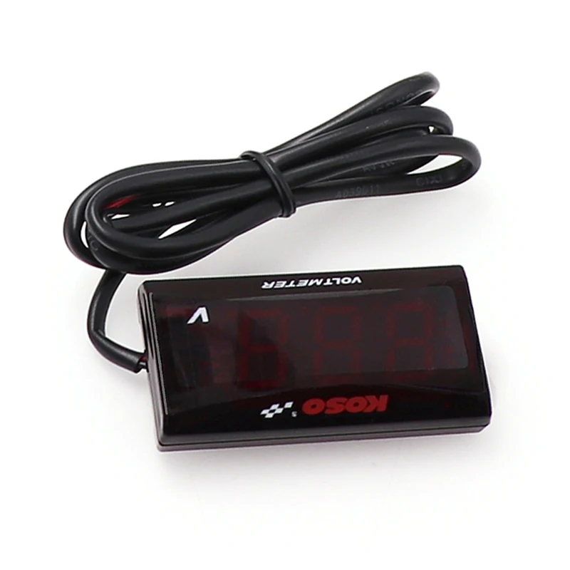 

KOSO Digital Voltmeter 12V Motorcycle Voltage Meter Volt Tester Panel for Car Yamaha Kawasaki bmw e46 Alarm Meter
