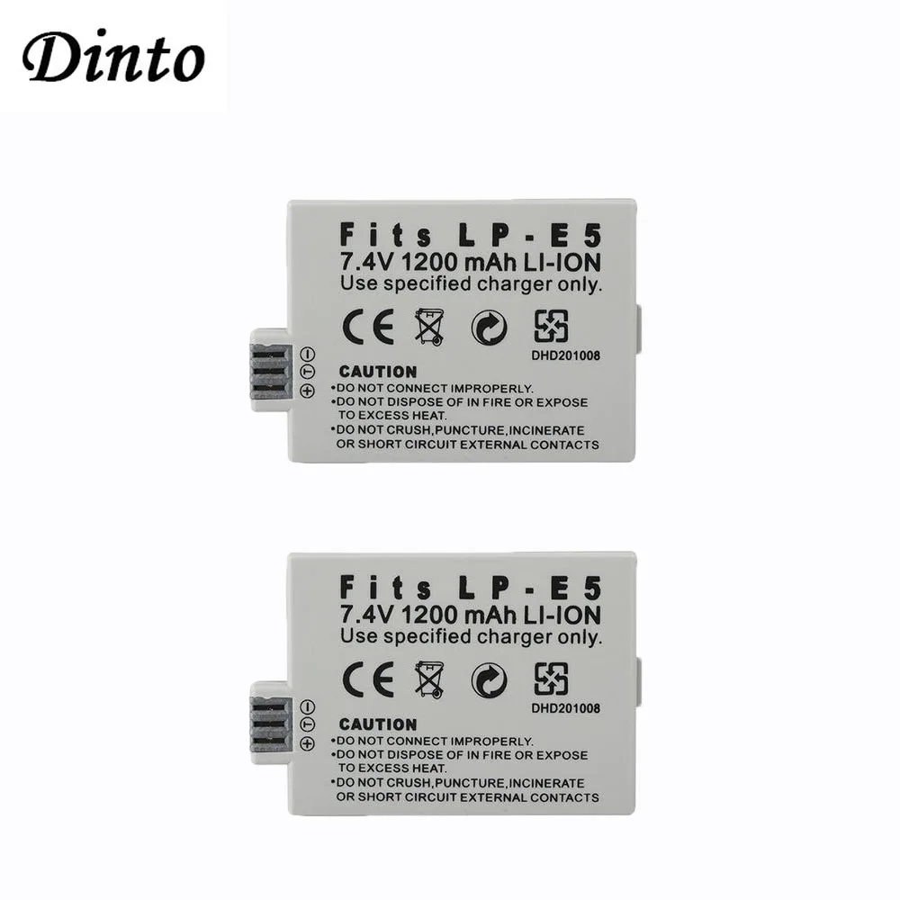 Dinto 2 шт. 1200 мАч 7 4 V Камера Батарея LP-E5 LPE5 LP E5 Перезаряжаемые цифровой батареи для