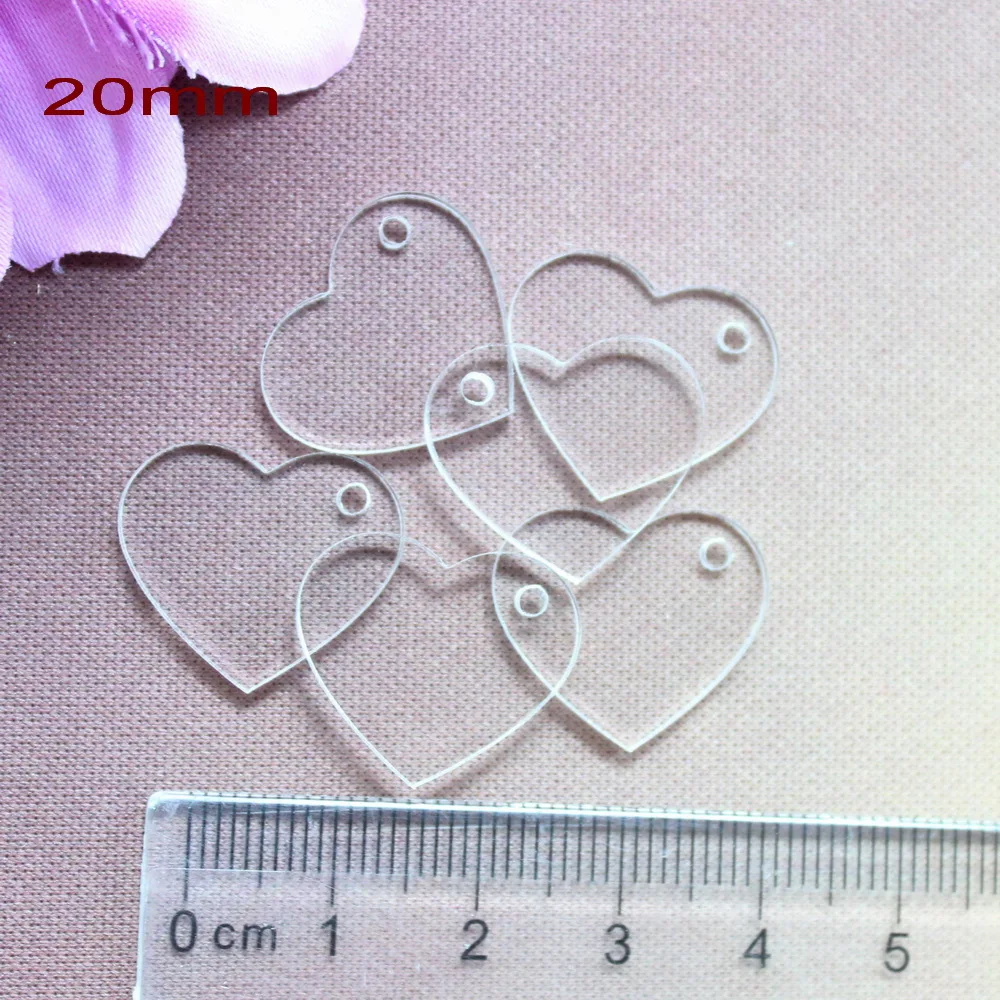 

20/30/45mm Clear Acrylic Hearts With Hole Acrylic Gift Tags -AC1150