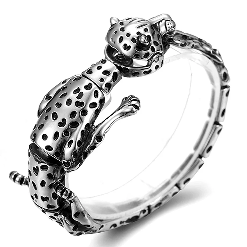 Нержавеющая сталь Гепард форма леопарда для мужчин s браслеты из камней браслеты Байкер крутой личности животных браслет для мужчин Панк ювелирные изделия
