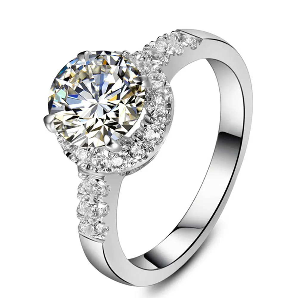 

Test Positive Brand Quality Ring 2Ct Synthetic Diamonds Forever Classic Moissanite Halo Ring Sterling Silver Engagement Jewelry