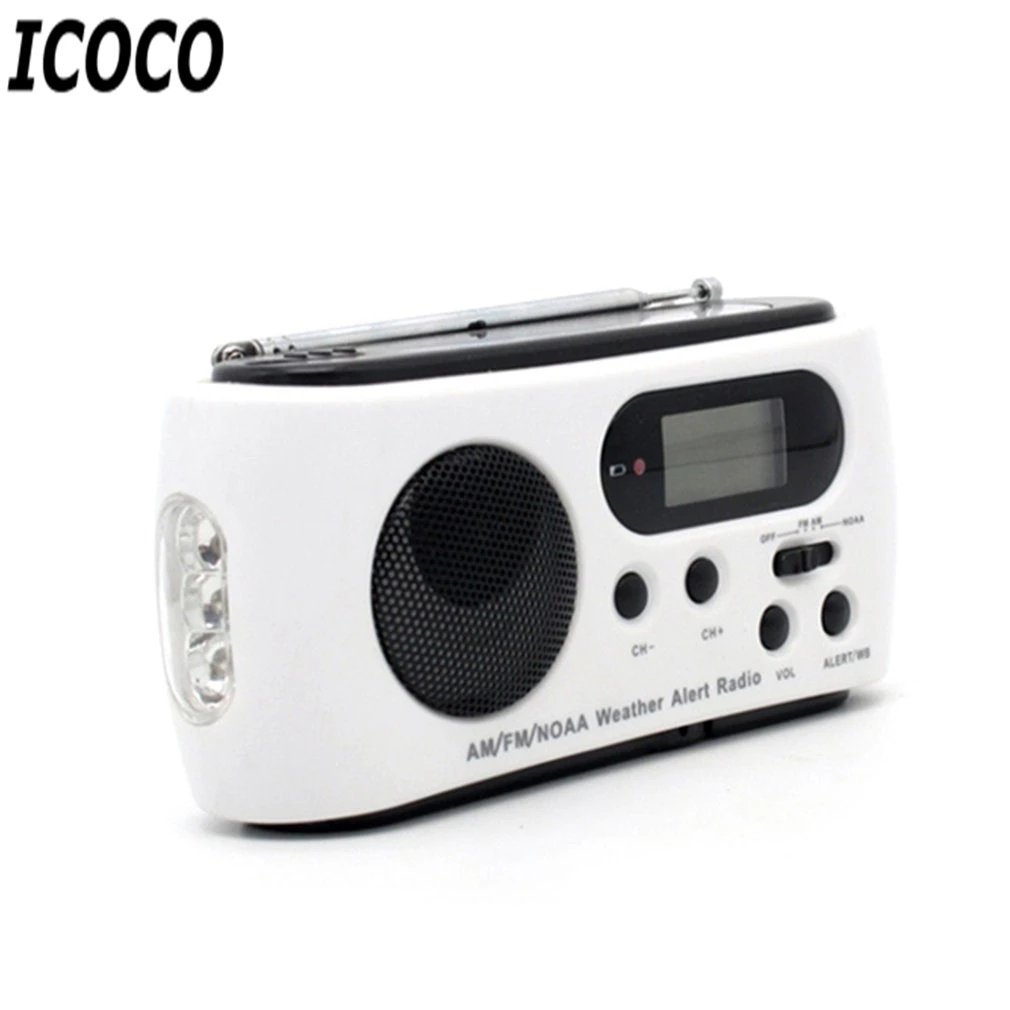 

ICOCO Portable Multifunctional Emergency Flashlight FM/AM Multiband Radio With Cell Phone Charger MP3 Player Self Powered Light