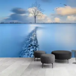 На заказ обои с изображением синего неба белый облака море reef tv фоновое украшение стены-высококлассный водостойкий материал