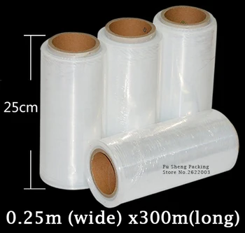 

0.25mx300m transparent plastic film Plastic stretch-wrap Clear Roll Packing Plastic Film Paper Goods Packaging Craft Wrapping