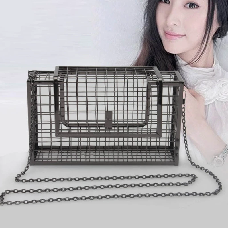  Fashion Style Metal Hollow Women's Evening Bag Shoulder Crossbody Bags Clutch Cage Handbag